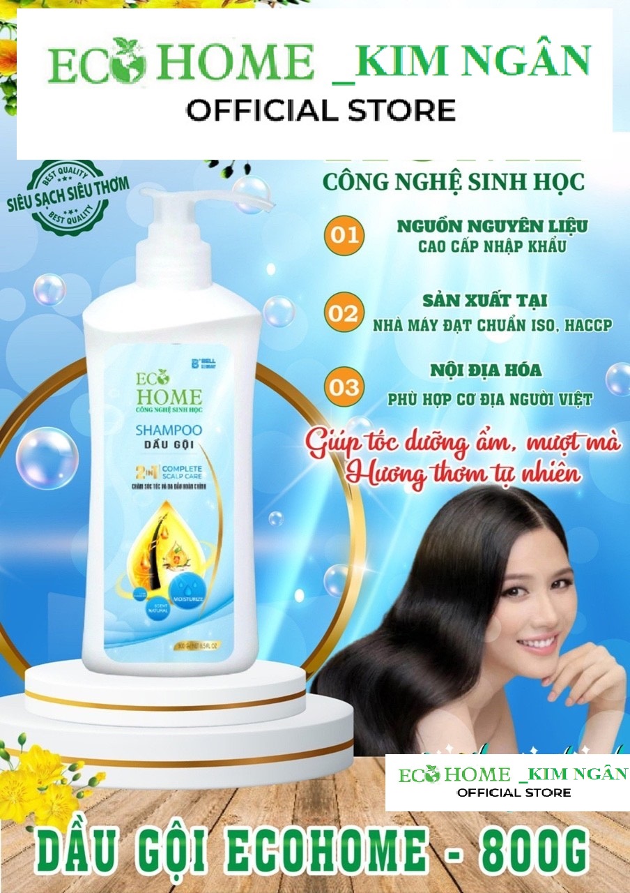 Dầu Gội Đầu Shampoo Công Nghệ Sinh Học ECOHOME-Dầu Gội Ngăn Rụng Tóc ECOHOME Kim Ngân Store Giúp Tóc Dưỡng Ẩm, Mượt Mà, Hương Thơm Tự Nhiên