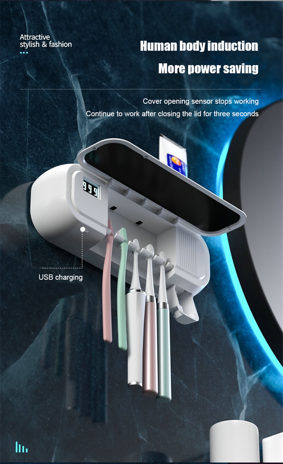 It shop - Hộp đựng bàn chải đánh răng sấy khô khử trùng UV bàn chải pin sạc 1200mAh