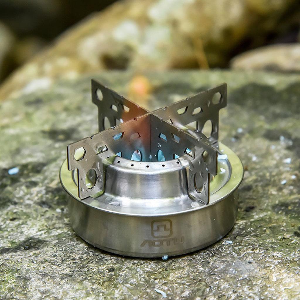 Phép Lạ Lắc Inox Cắm Trại Đi Bộ Đường Dài Nấu Ăn Tinh Thần Bếp Cồn Với Giá Đỡ
