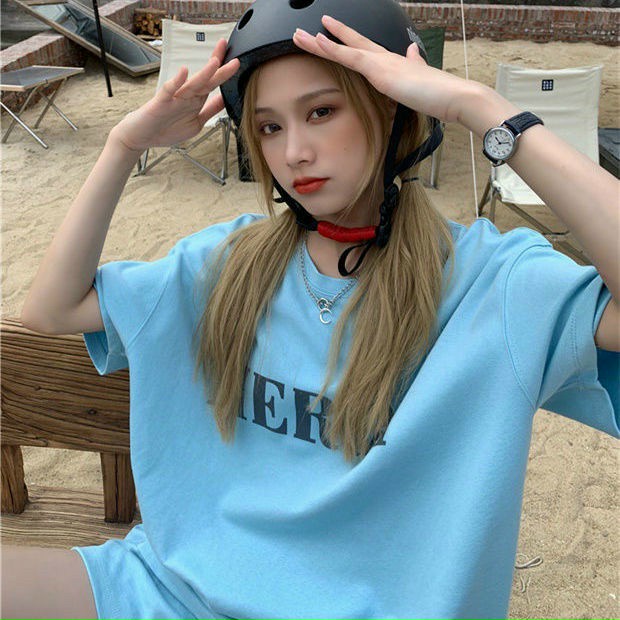 Set thun cộc merry nữ - Bộ áo phông form rộng tay lỡ mix quần short suông trơn, style Ulzzang, Set thun áo tay lỡ kèm quần đùi cộc nữ