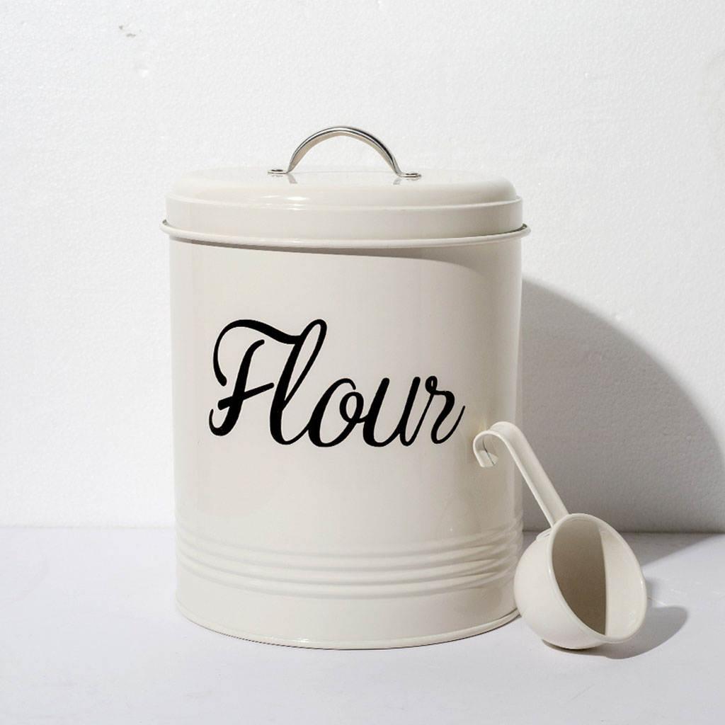 Metal Food Flour Storage Tin Jar Box 5L Farmhouse Container Decor with Lid