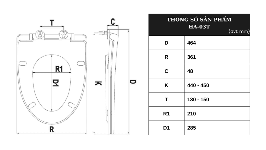 NẮP BÀN CẦU THƯỜNG HA-03