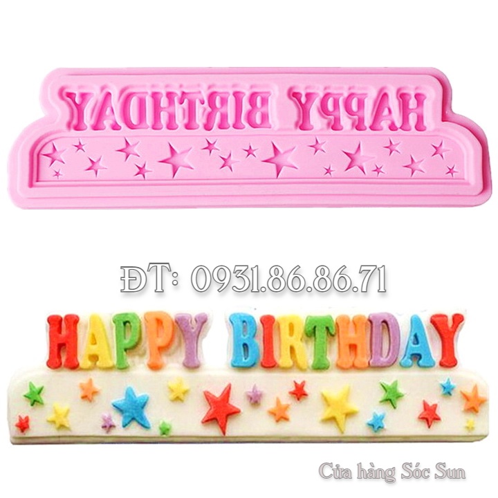 Khuôn silicon chúc mừng sinh nhật Happy Birthday - Mã số 1192