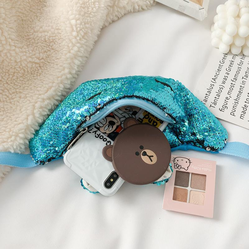 Thời Trang Kim Sa Lấp Lánh Hông Nữ Bé Gái Dây Đeo Vai Túi Trẻ Em Kỳ Lân Eo Gói Xu Hướng Mới Dây Túi Ngực Túi Trẻ Em Eo túi