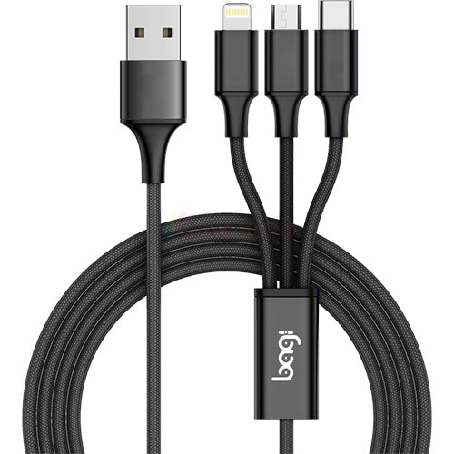 Cáp 3 trong 1 Micro USB - Lightning - USB Type-C Bagi 1.2m CB-AS12 - Hàng chính hãng