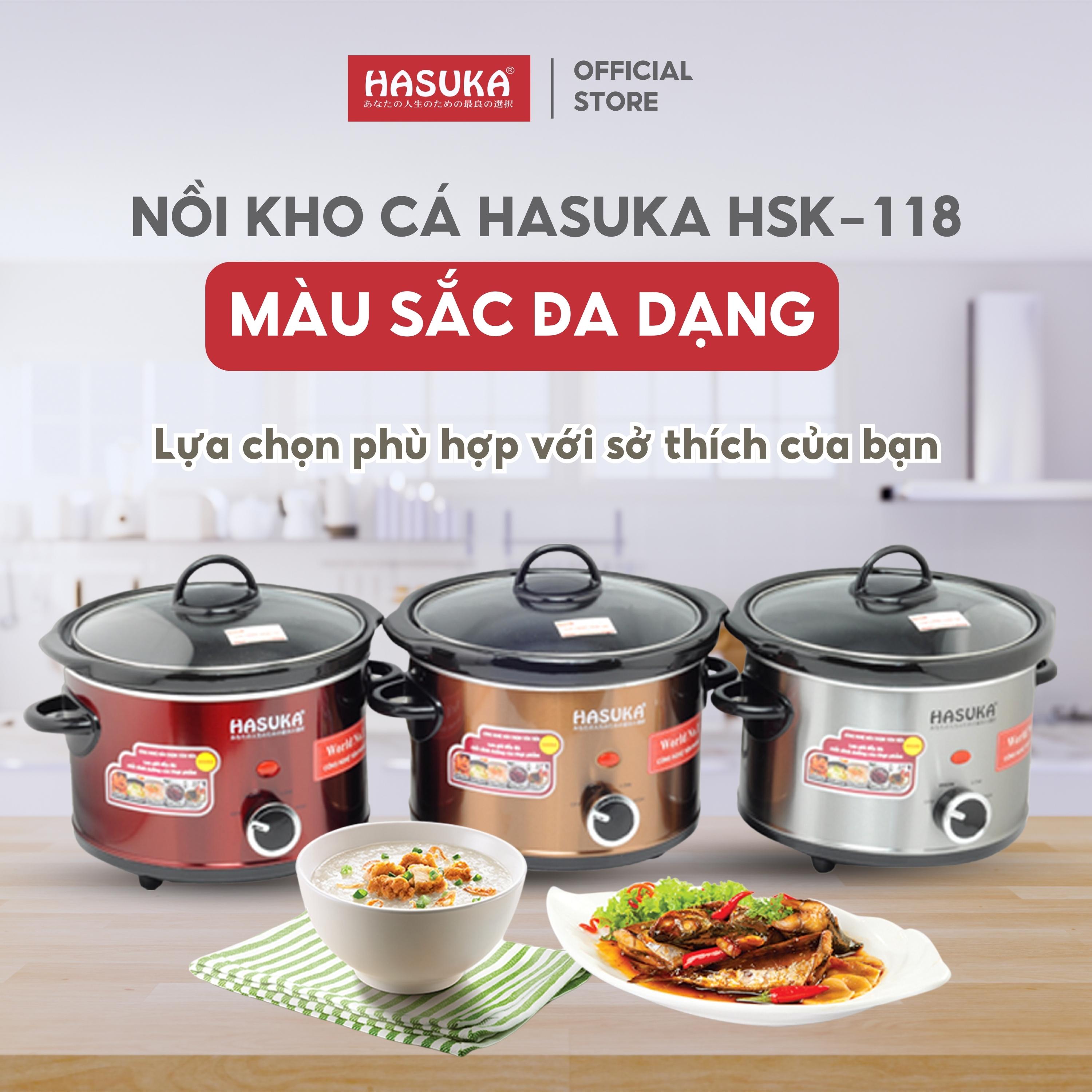 Nồi nấu chậm HASUKA HSK-118 dung tích 2.5L, công suất 160W đa năng với 3 chế độ nấu, lòng nồi được làm từ gốm ceramic - HÀNG CHÍNH HÃNG