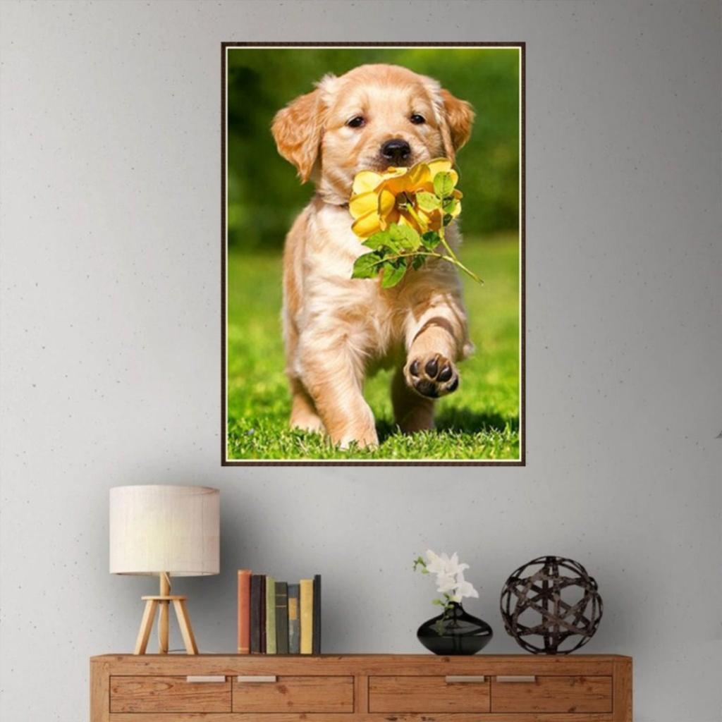DIY 5D Diamond Painting Embroidery Flower Dog Cross Crafts Stitch Kit Decor