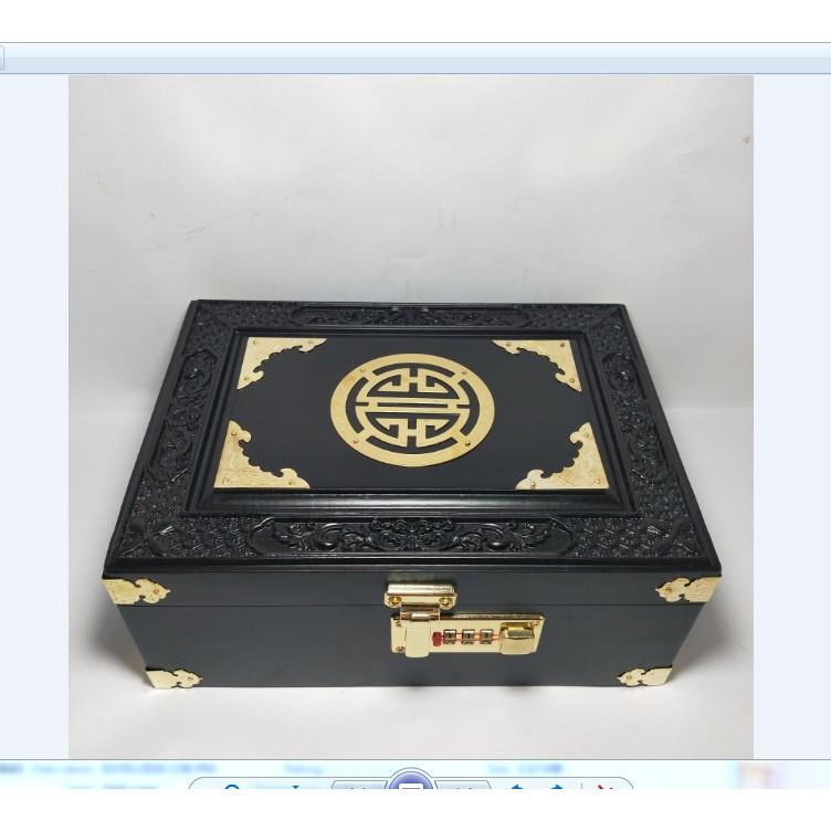 HỘP TRANG SỨC - HỘP ĐỰNG CON DẤU GỖ MUN CAO CẤP CHẠM MẶT KHÓA MÃ SỐ LOẠI 1 - ẢNH THẬT
