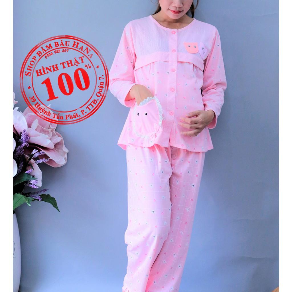 Đồ bộ bầu và sau sinh thun cotton dễ thương