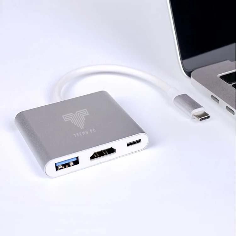 Hub chuyển đổi USB Type-C  TEEMO PC Sang USB 3.0/HDMI-Type C (Bạc) - Hàng Chính Hãng