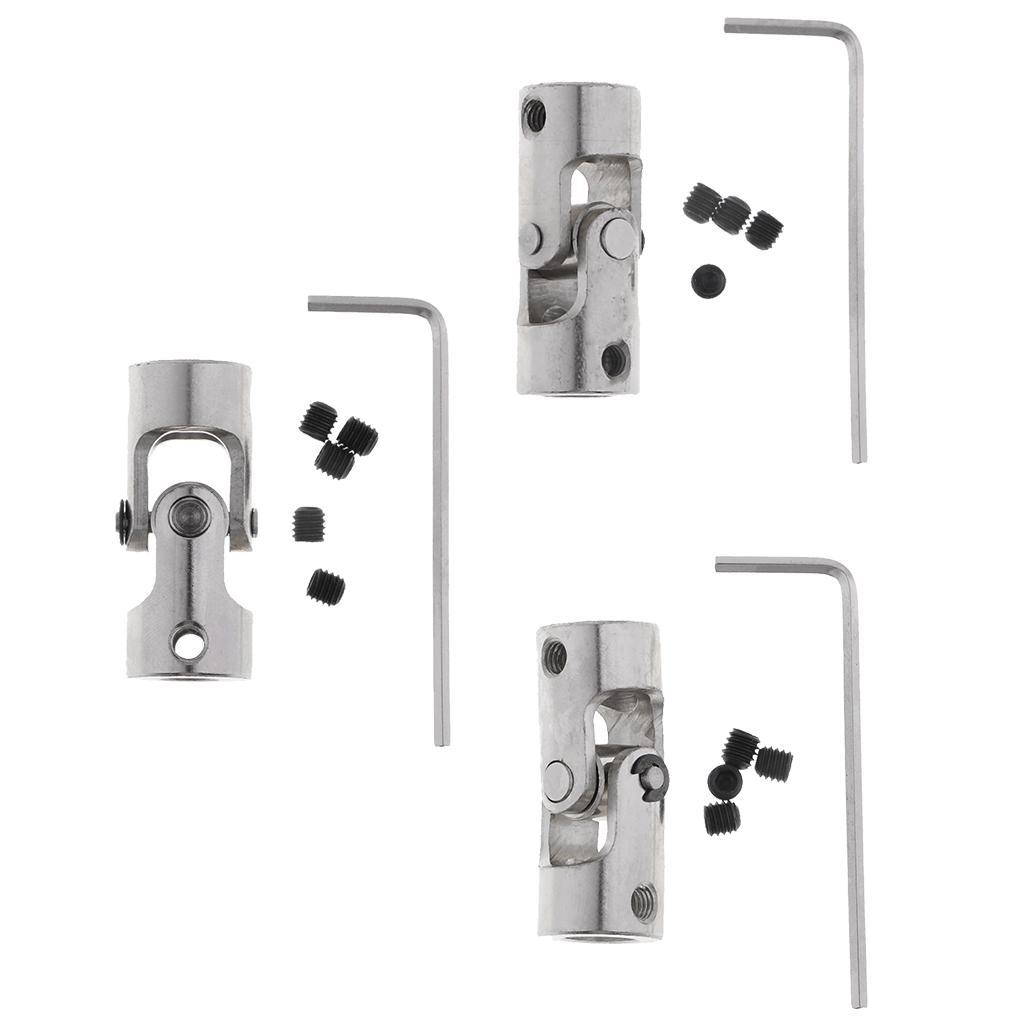 3pcs 6mm to 8mm Inner Dia Rotatable Universal Steering Shaft U Joint Coupler