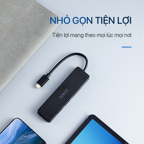 Bộ Chuyển Đổi Đa Năng HUB USB-C 5 In 1 ROBOT HT240S Type-C To USB 3.0/HDMI/PD/SD/TF - Hàng Chính Hãng