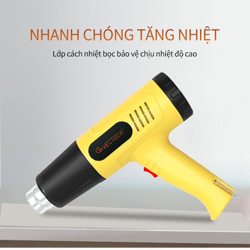 Máy khò nhiệt 200W Hai nấc điều chỉnh 300 600 độ Khò nóng nhanh chóng kiểm soát nhiệt độ tốt,gọn gàng giúp cho việc cầm nắm sử dụng trở nên đơn giản và không gây mỏi tay. 