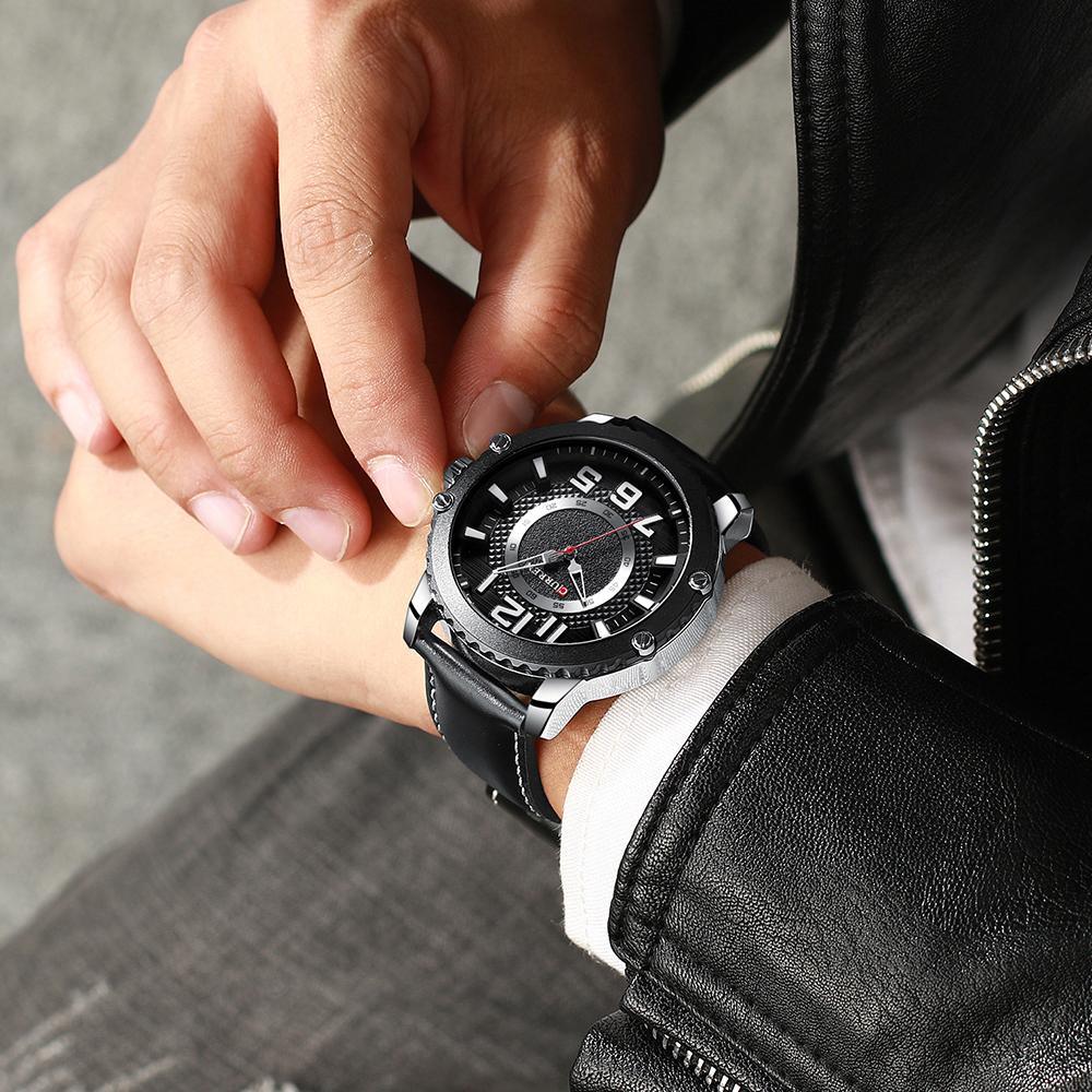 Đồng hồ đeo tay hợp kim không thấm nước Gương Hardlex dây da chính hãng CURREN 8341 Man Quartz