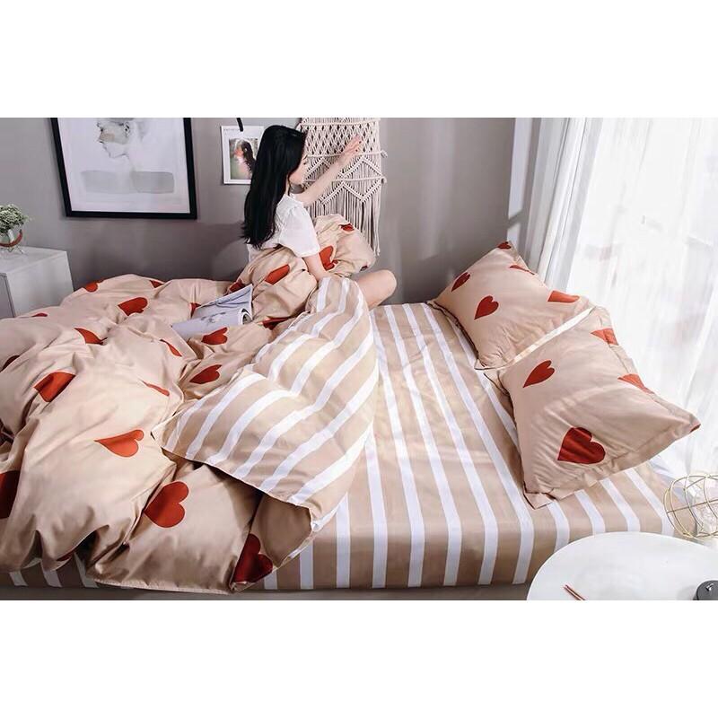 SÉT CHĂN GA GỐI POLY COTTON TIM HỒNG PP