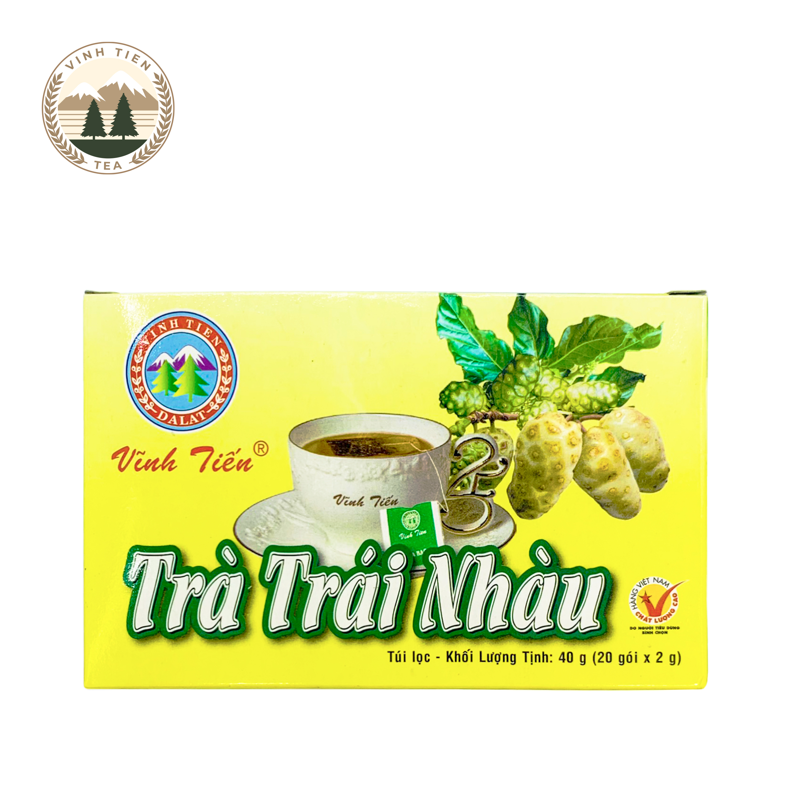 Trà Trái Nhàu Túi Lọc Vĩnh Tiến (Hộp 20 túi) - Giảm mụn, tốt cho xương khớp.