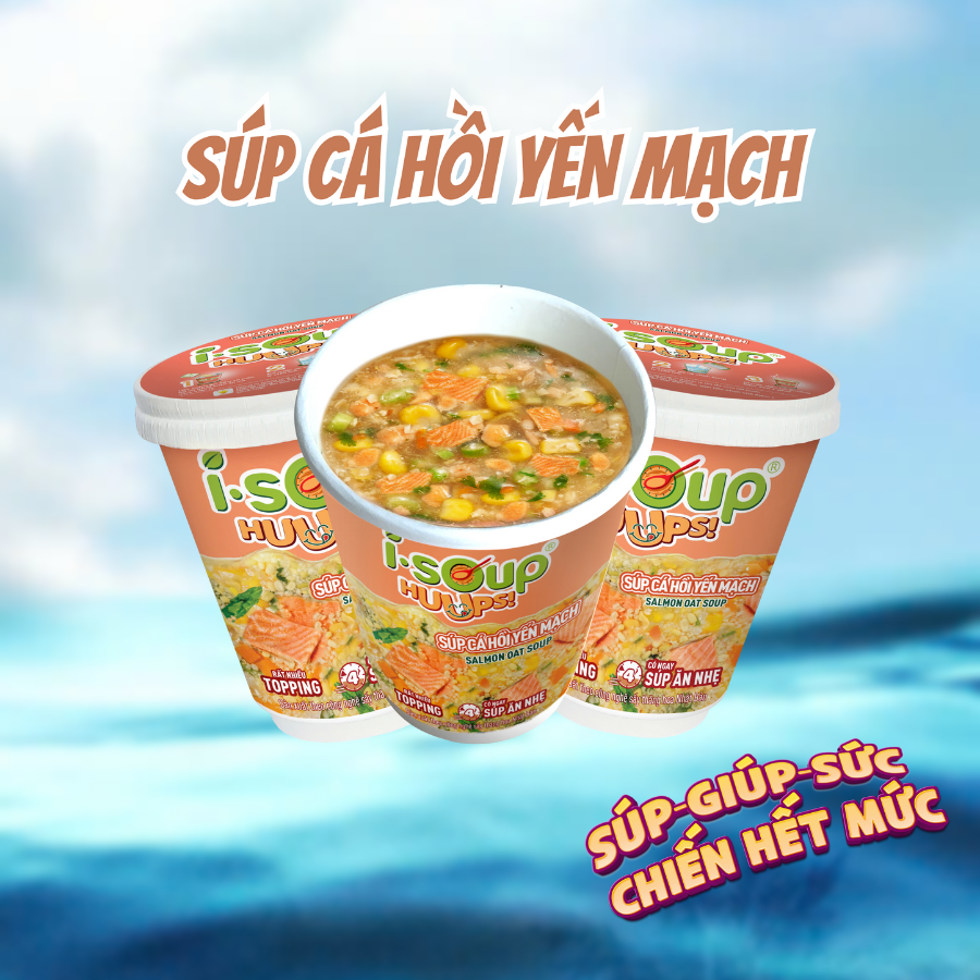 Combo 2 Súp Cá Hồi Yến Mạch ISOUP HUUPS Tặng 1 Súp Hải Sản - Súp Ăn Liền Sấy Thăng Hoa