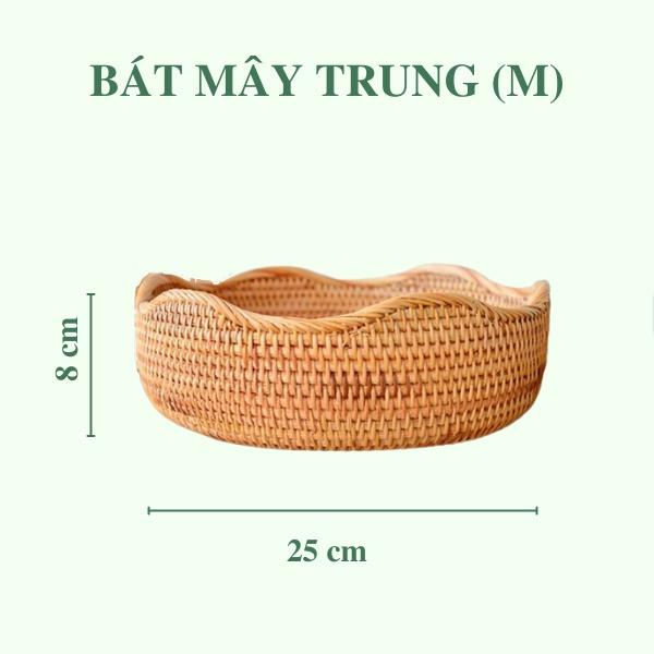 Bát Mây Tròn Viền Lượn Sóng - Khay Mây Viền Sen - Rattan Storage Basket