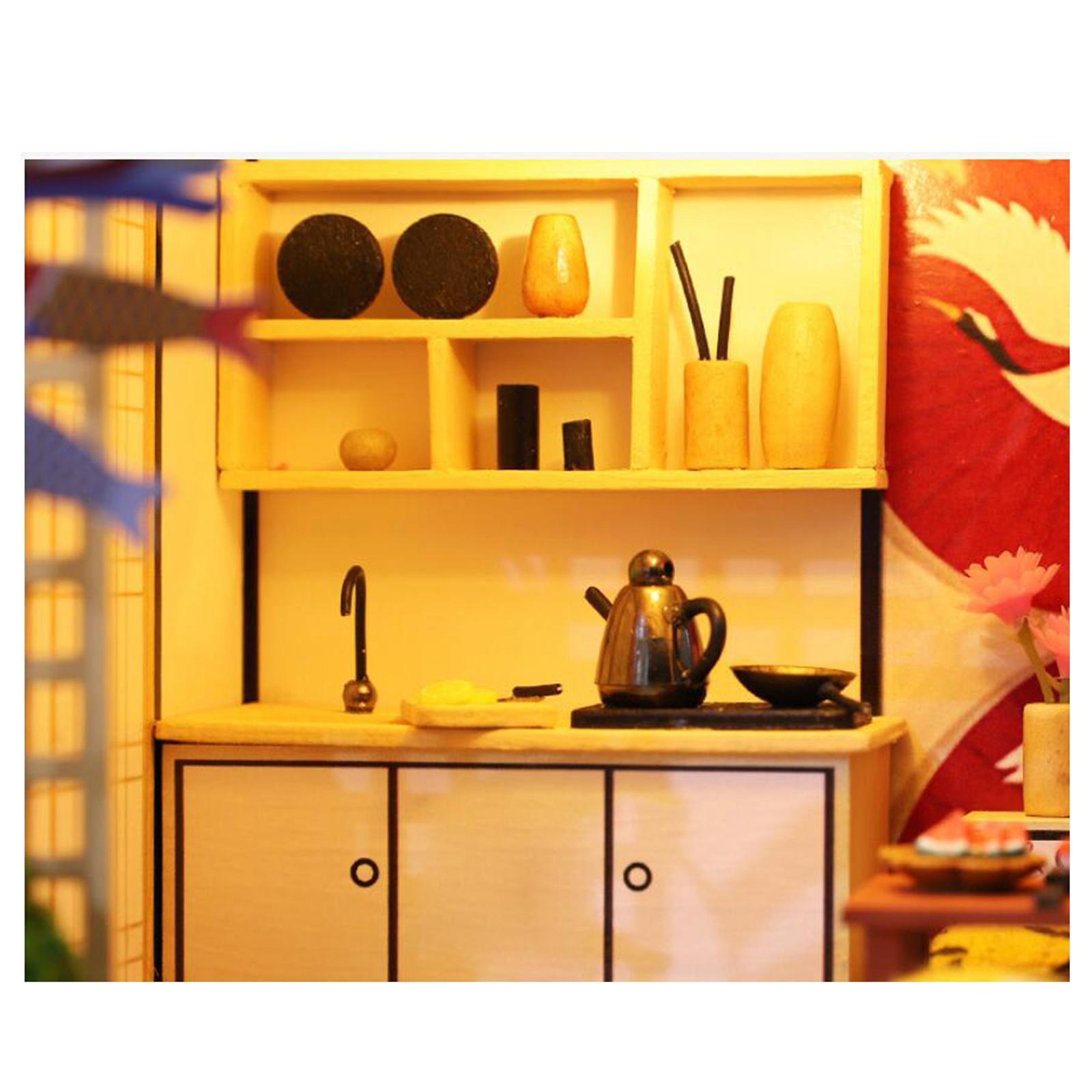 Creative Wooden Dollhouse DIY 3D Puzzle with Light & Furniture,Handcraft Cottage Accessory Valentine'S Gift