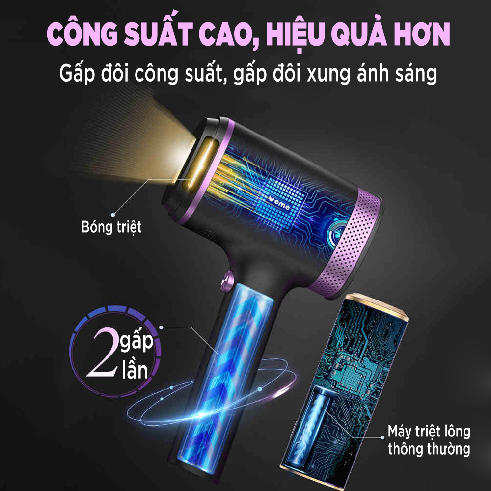 Máy Triệt Lông Bikini VEME V700-PRO, Máy Triệt Lông Vĩnh Viễn Mini Đa Năng Trẻ Hóa Da Vô Hạn Xung Công Nghệ IPL Mới Nhất