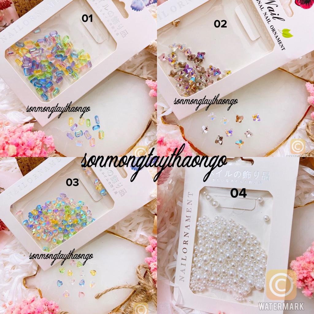 Charm trái tim , charm khối pha lê dành cho Nail