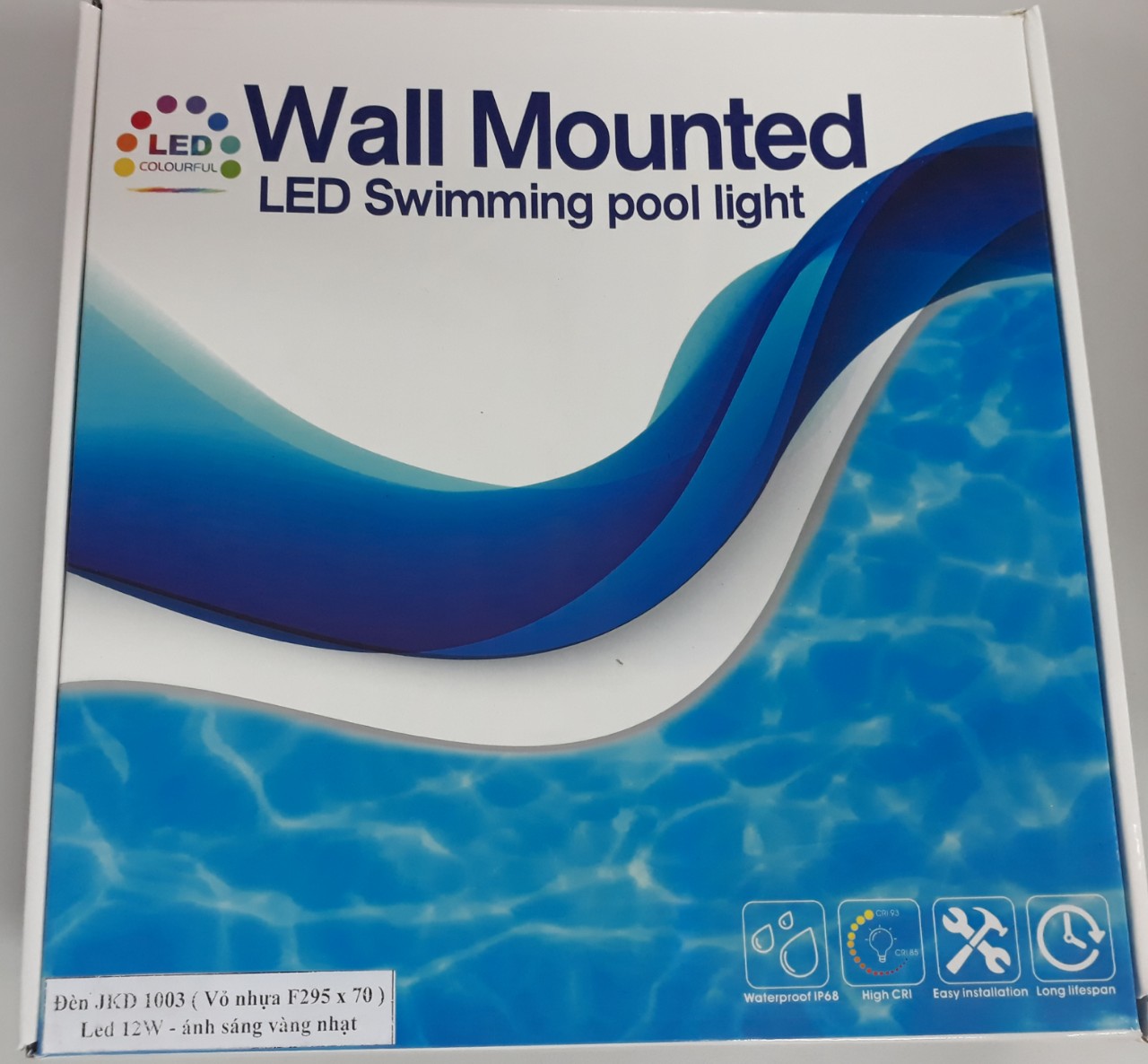 Đèn led hồ bơi tiết kiệm điện 12W-12V ánh sáng VÀNG  NHẠT vỏ NHỰA H295*F70mm mã JKDYELOW1003