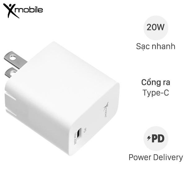 Adapter Sạc Type C PD 20W Xmobile TC20W Trắng - Hàng Chính Hãng