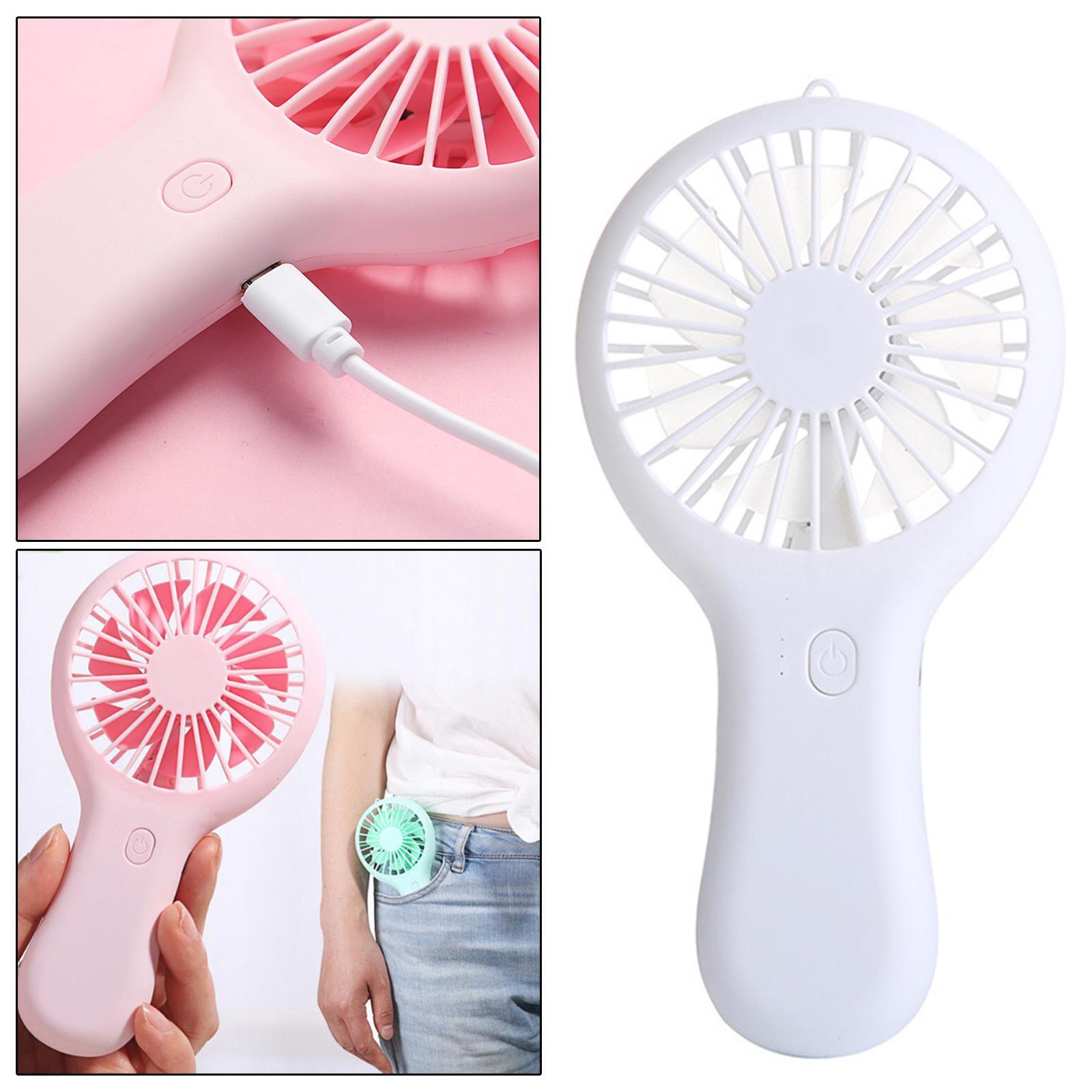 Portable Mini Handheld Fan USB Charging Mute for Camping Hiking White