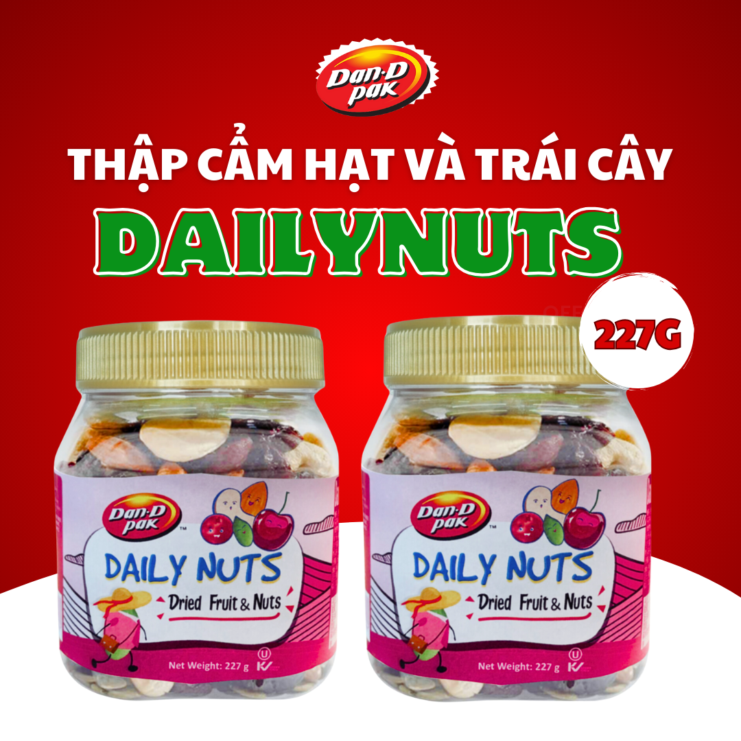 [Quà tết] Hộp 5 Hũ Hạt Thập Cẩm Hạt &amp; Trái Cây, Hạt Dẻ Cười , Điều không muối, TC Premium mix, Nho đỏ Dan-D Pak