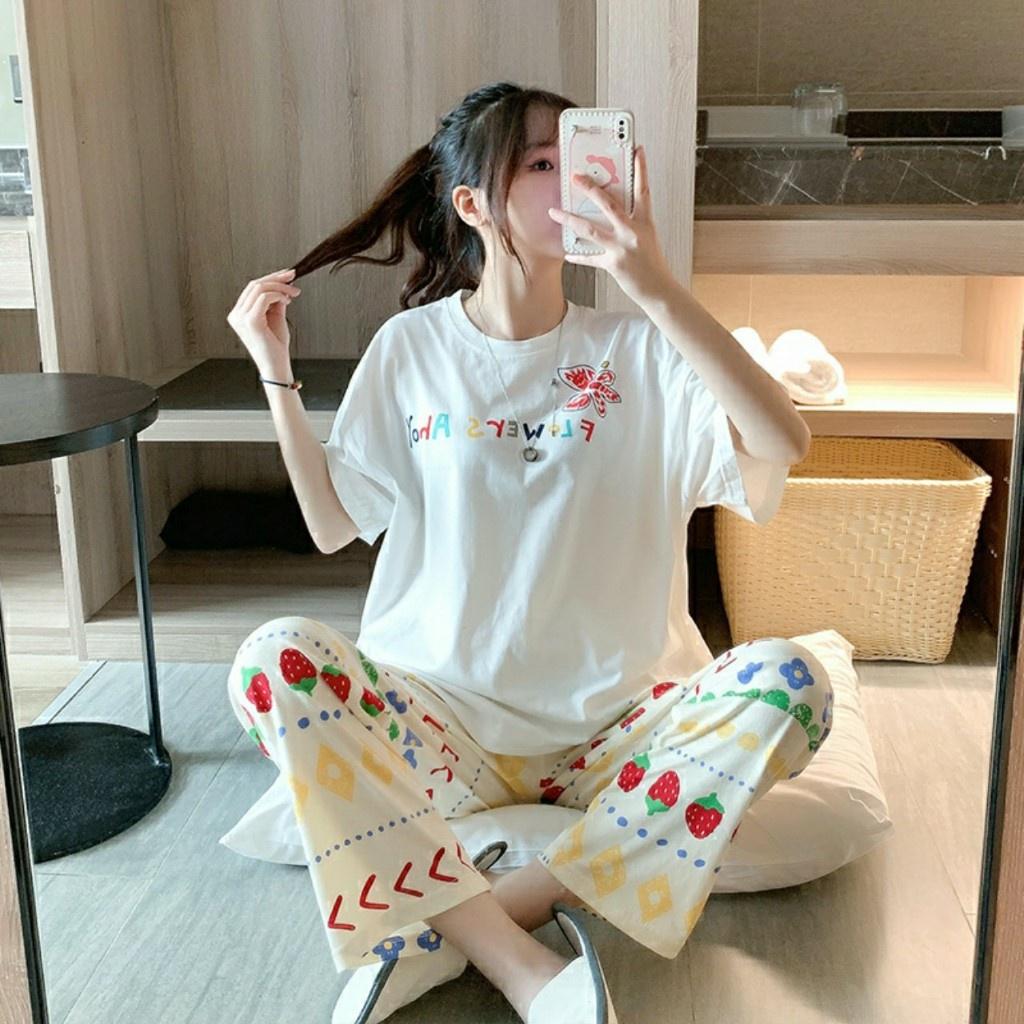 Đồ Bộ Thun Quần Dài Họa Tiết Hoạt Hình Dễ Thương, Mẫu Mã Đa Dạng