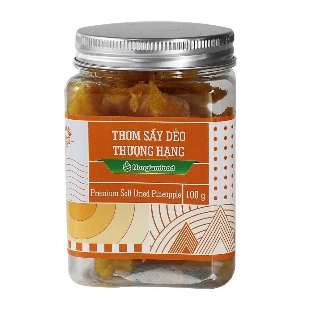 [HẠT MỨT TẾT 2024] Thơm Sấy Dẻo Thượng Hạng Nonglamfood hũ 150g- Premium Soft Dried Pineapple | Quà tặng cao cấp Xuân Giáp Thìn cho người thân, bạn bè, doanh nghiệp