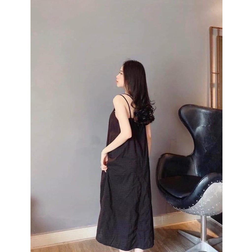 Váy bầu hai dây M259 chất đũi mềm mát thời trang freesize từ 45 đến 70kg