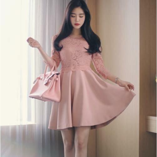 Đầm xòe phối thân ren CC