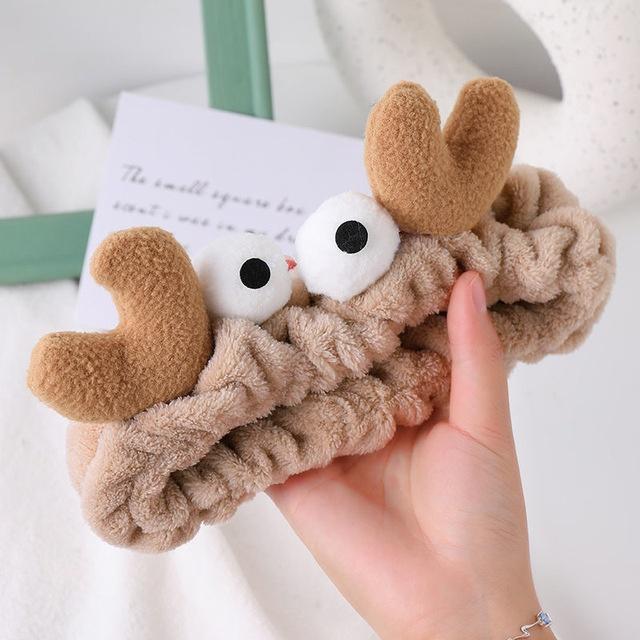 Băng đô rửa mặt bờm cài tóc sừng nai mắt vải nhung mềm mịn đơn giản dễ thương cho nữ BD007 Sumio