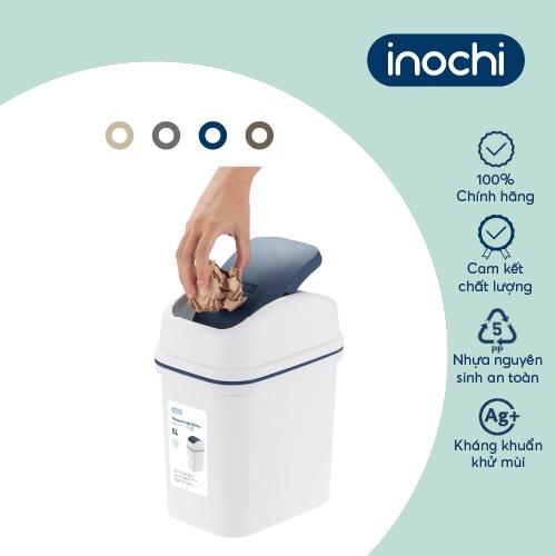 Thùng rác nắp lật Inochi 5L Thân Trắng kem + Nắp Ghi sữa/ Xanh chàm/ Nâu café/ Be sữa