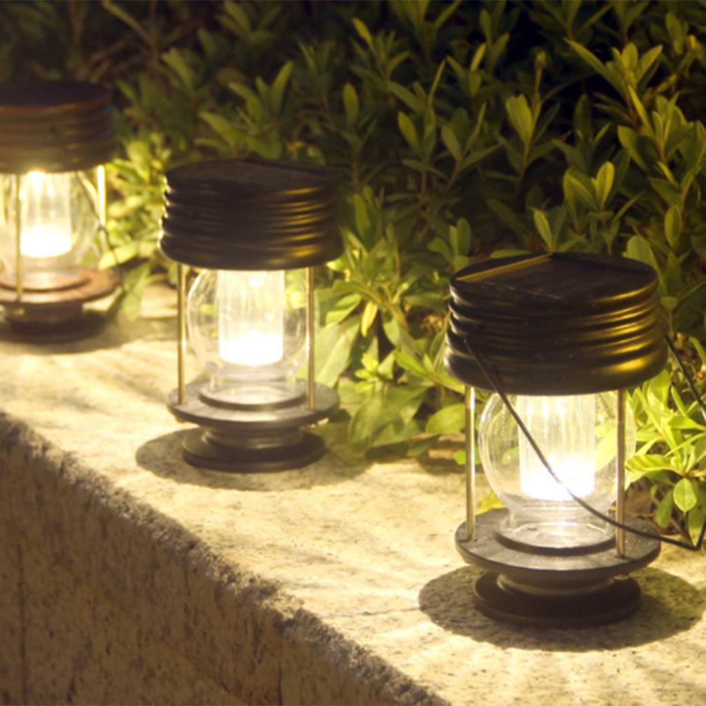 Hanging Solar Lights Lantern Lamp W/ Handle Waterproof Garden Pathway Decor