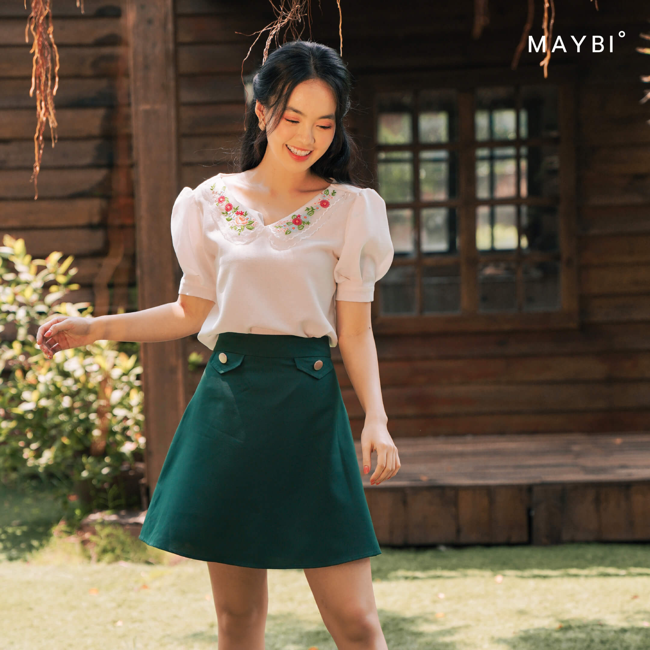 MAYBI - Chân váy A basic Kelly Green A Skirt