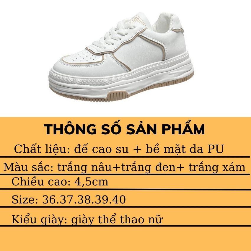 Giày Thể Thao Nữ Độn Đế Màu Trắng Cao Cấp Kiểu Hàn Quốc Êm Chân Thoáng Khí Tôn Dáng Cổ Vừa GTTN08