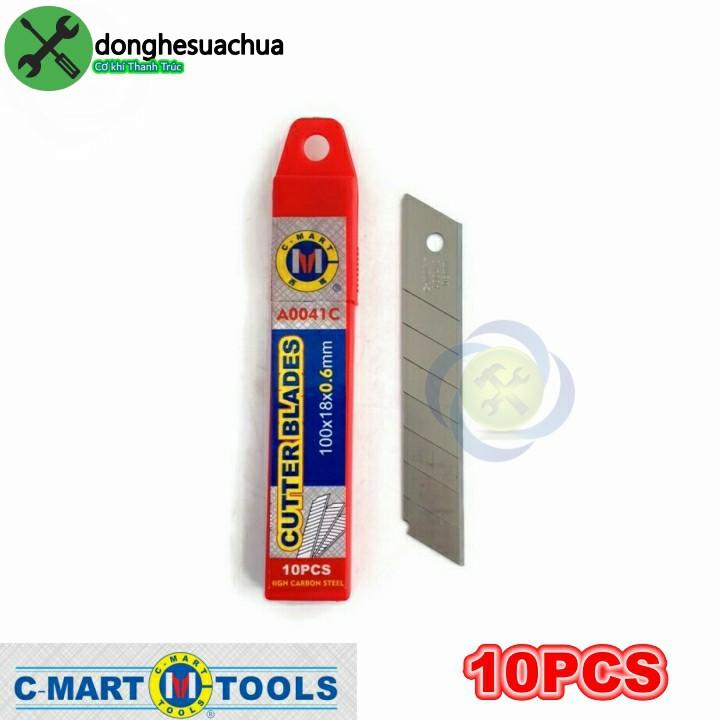 Lưỡi dao rọc giấy C-Mart A0041C 7 rãnh 10 lưỡi/hộp 100 X 18 X 0.5mm