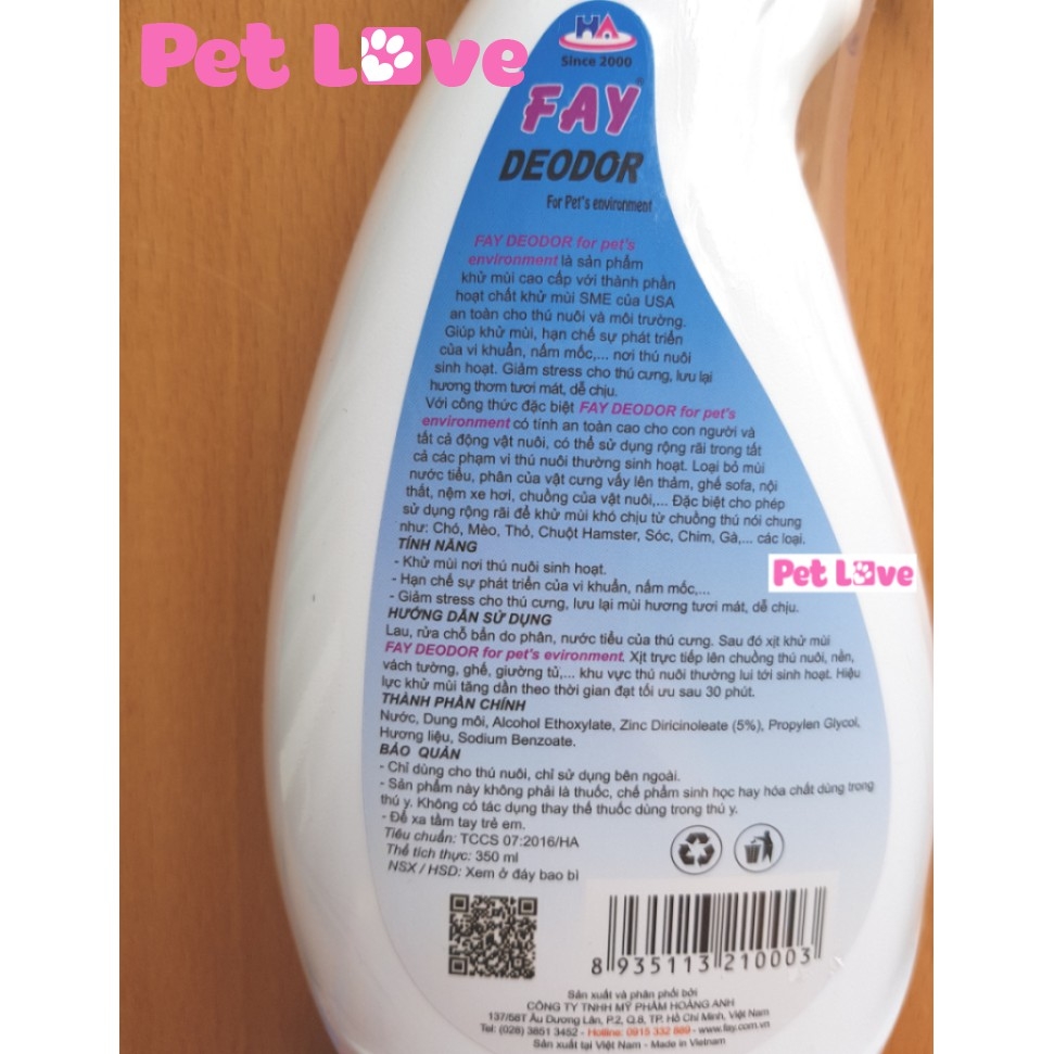 FAY DEODOR XỊT KHỬ MÙI CHUỒNG TRẠI THÚ NUÔI