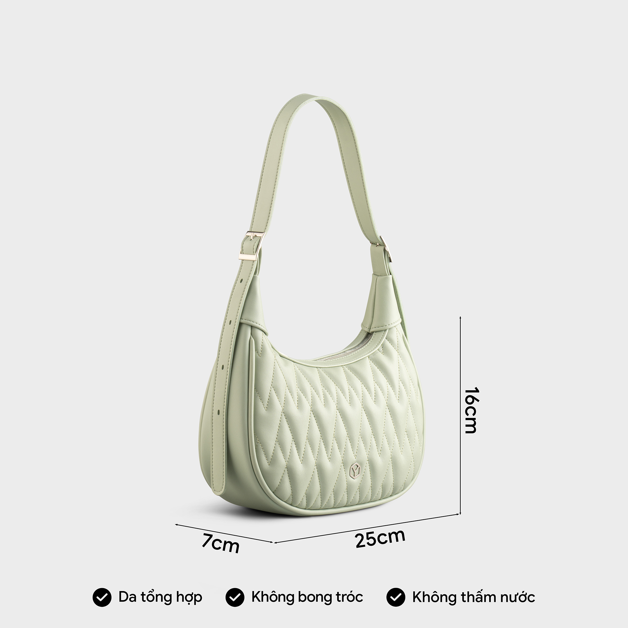 Túi Yuumy ( Thời trang nữ dáng cong chần chỉ size 25 - Túi đeo vai da Seasand YN173 )