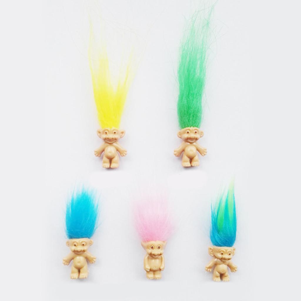 Ngẫu Nhiên 5 Miếng May Mắn Troll Búp Bê Mini Nhân Vật Hành Động Đồ Chơi Trang Trí Bánh