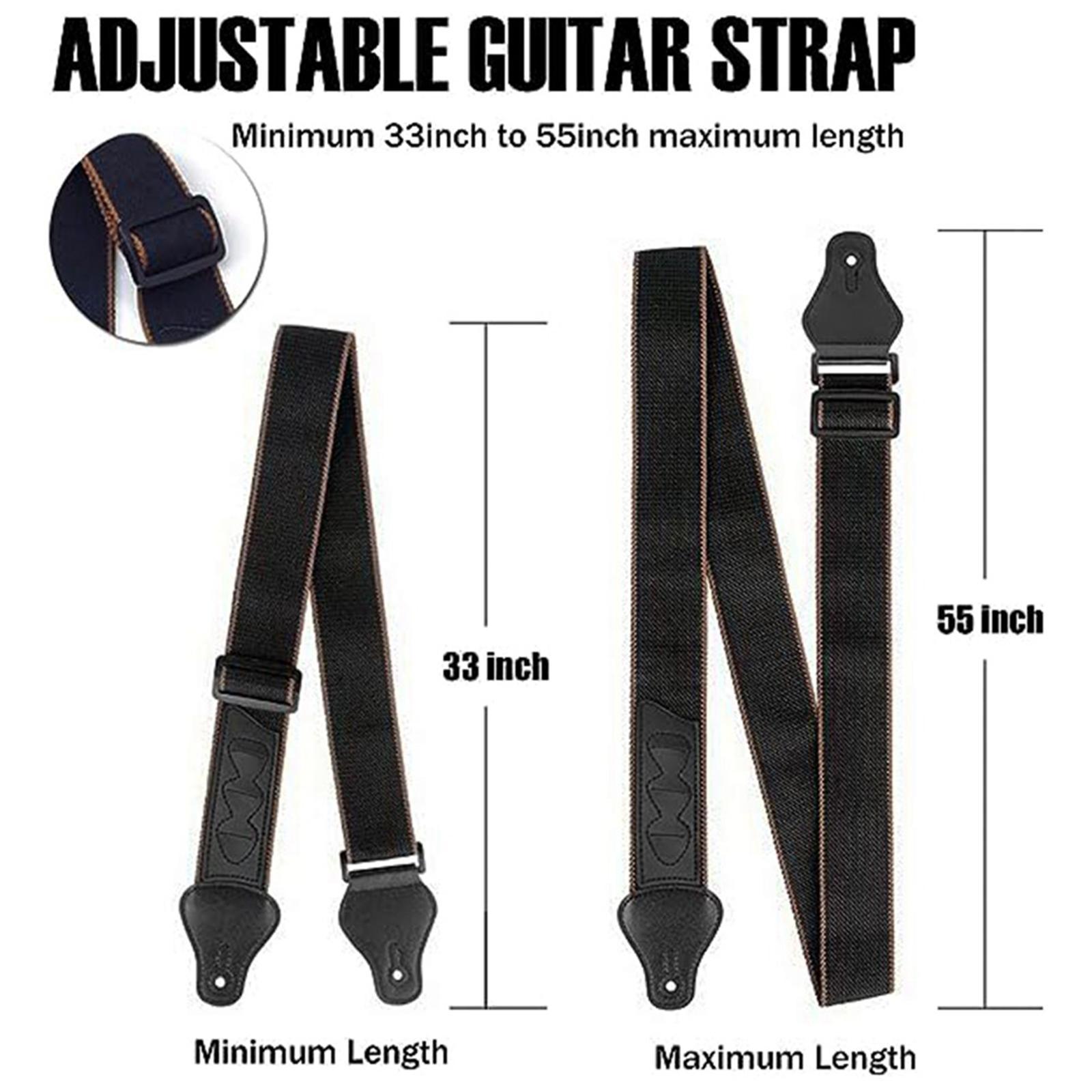 Guitar Strap with Pick Holders, Comfort PU Leather Ends, Universal Adjustable Guitar Shoulder Straps Belts