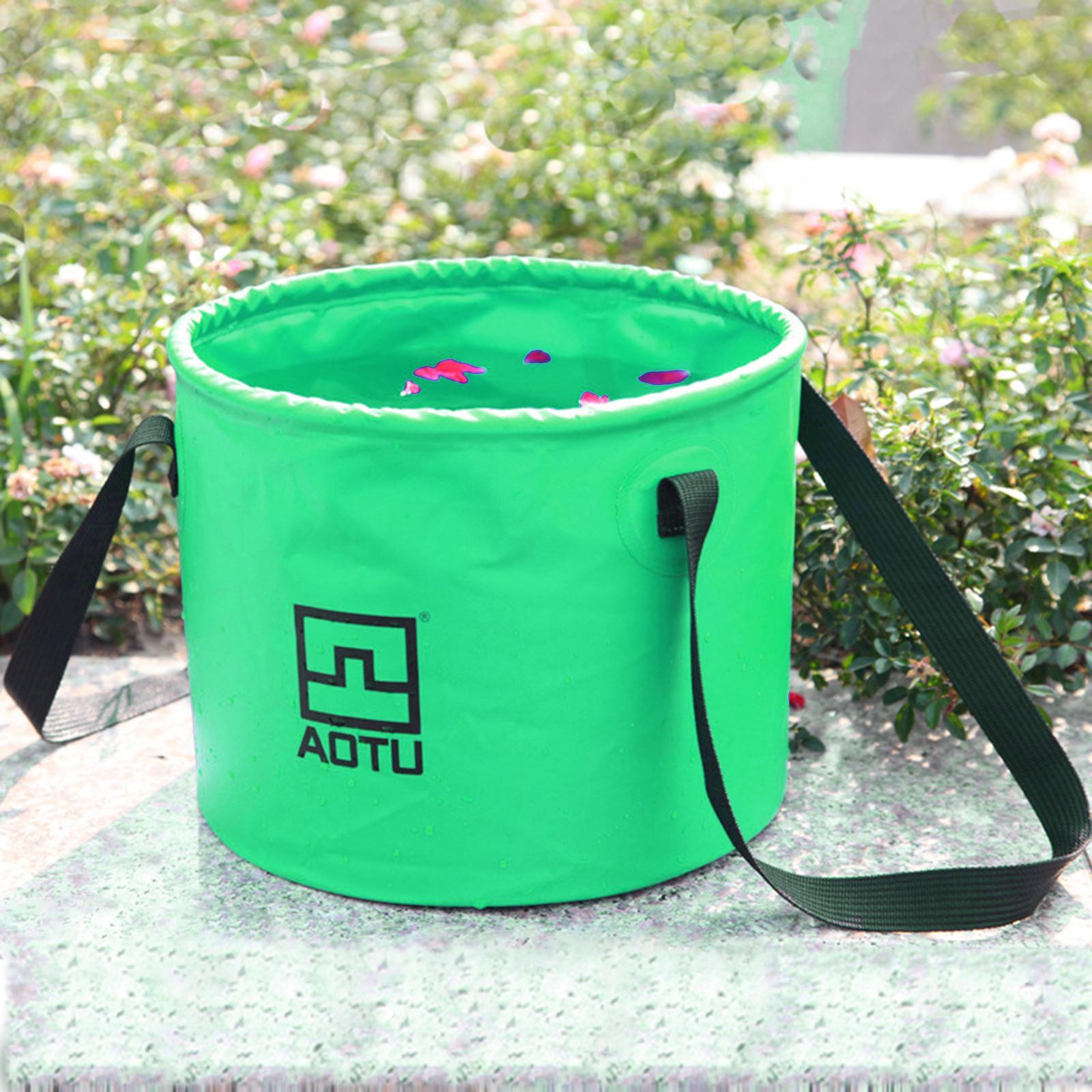 Portable Collapsible Bucket Folding Multifunctional Wash Basin for Camping Green