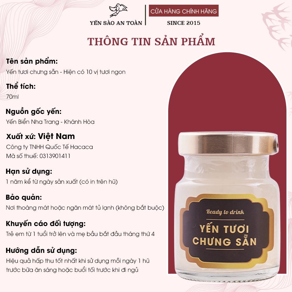 Yến chưng sẵn combo 6 hũ 70ml và 140ml vị hạt Chia tốt cho hệ tiêu hoá ĐẬM ĐẶC YẾN TƯƠI từ Yến Sào An Toàn