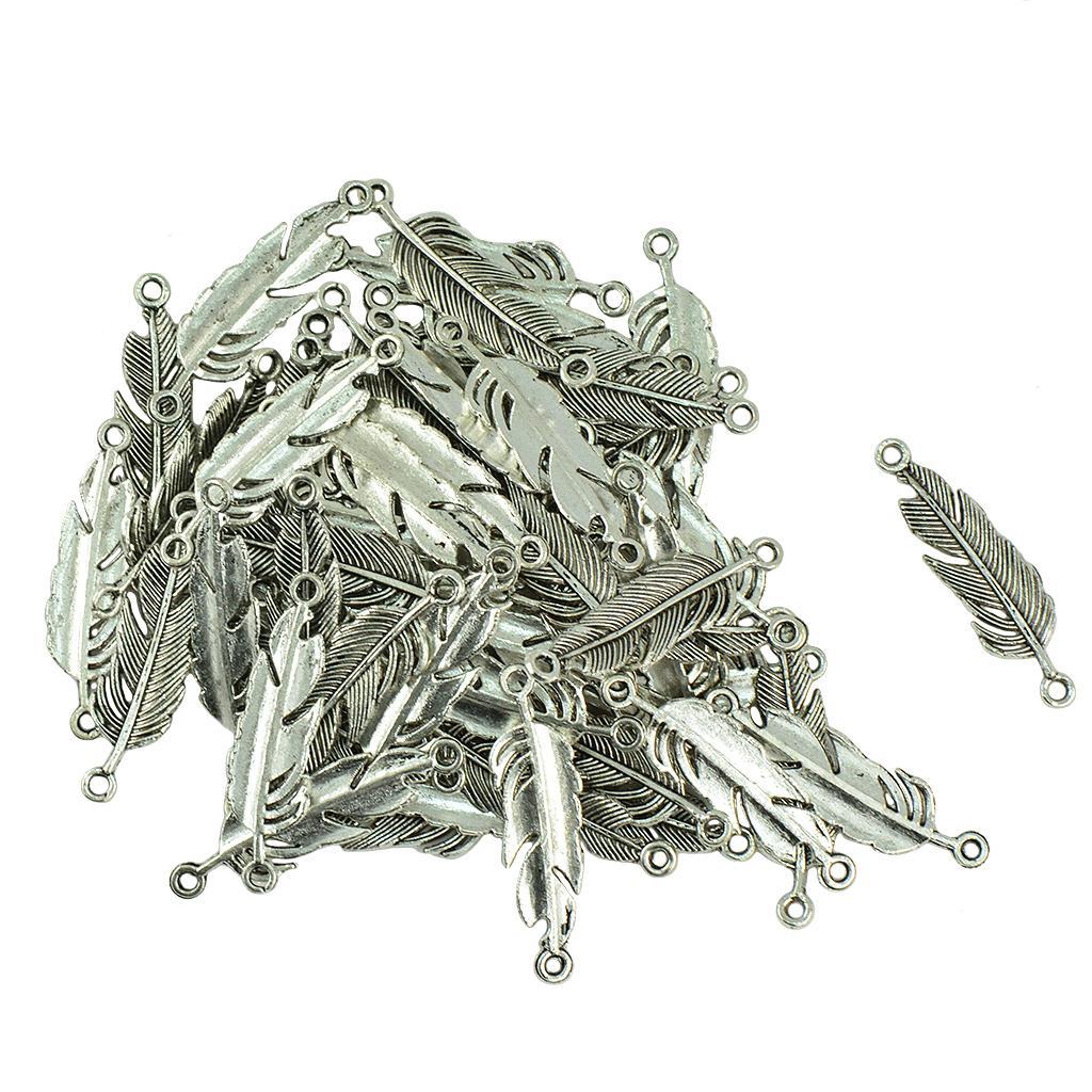 120pcs Vintage Feather Leaf Dream Catcher Charm Pendants Connector DIY Craft