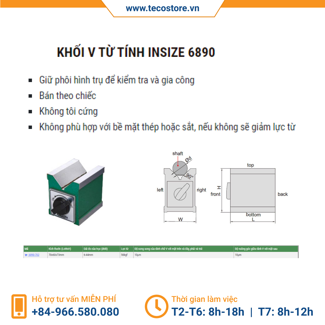 Khối V từ tính Insize 6890