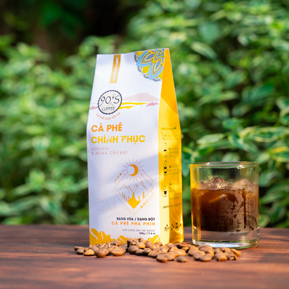 Cà Phê CHINH PHỤC - Rang Xay Nguyên Chất Cao Cấp Pha Phin - Thương hiệu 90S COFFEE - 500gr