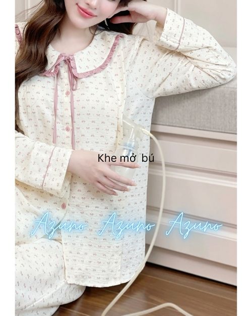 Azuno - Bộ Đồ Bầu Sau Sinh Mặc Nhà Cao Cấp B252 Chất Liệu Đũi Siêu Mát