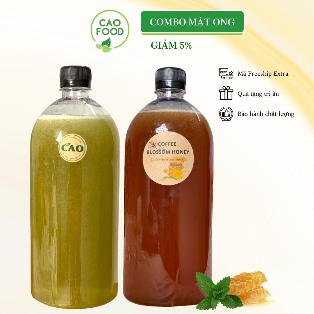 Mật ong hoa cà phê Đaklak và Mật ong hoa bạc hà Hà Giang CAO Food - mỗi chai 1L